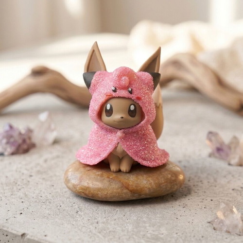 Little figure Eevee wearing poncho Clefairy glitter edition handmade
