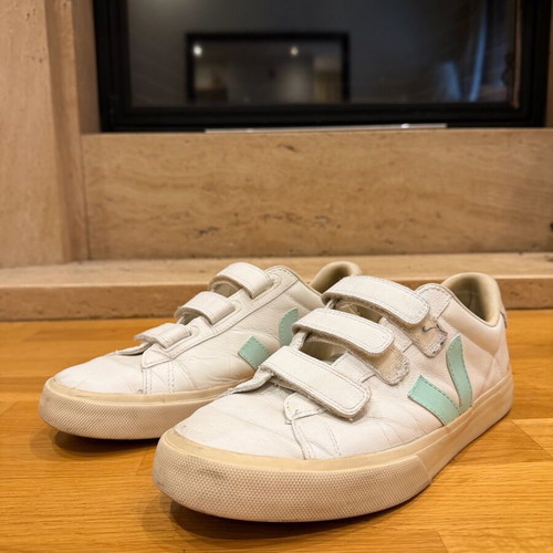 Veja Recife Velcro Sneakers used, size 43, white and turquoise
