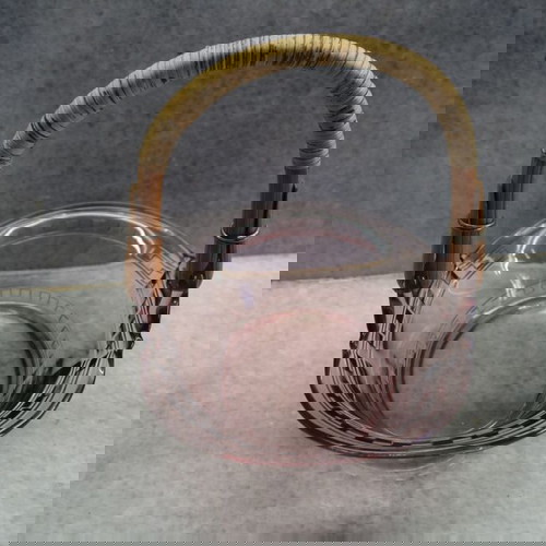 Μπολ vintage μεταχειρισμένο με πλεκτό χερούλι ψάθας art deco