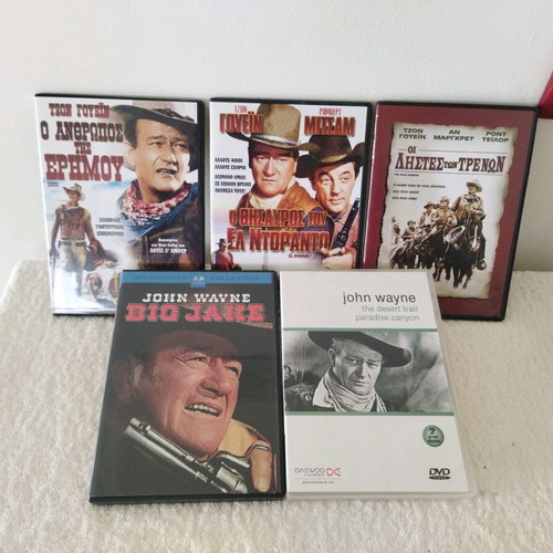 DVD classic Western movies with John Wayne, like new, pack of 5