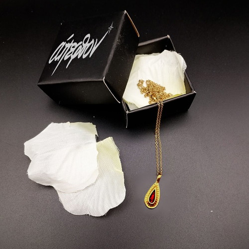Flammula Solis necklace new, red and gold