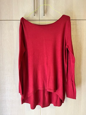 Women's long-sleeve red blouse used, asymmetrical