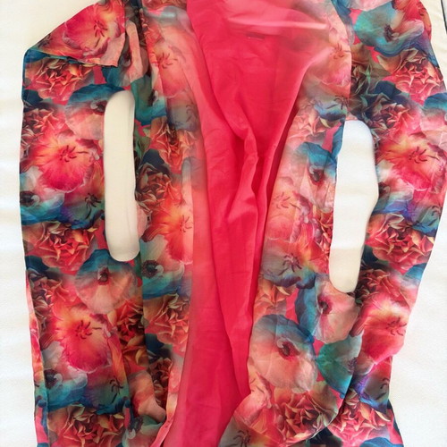 Calzedonia kimono mini dress used, tropical, colorful, transparent sleeves
