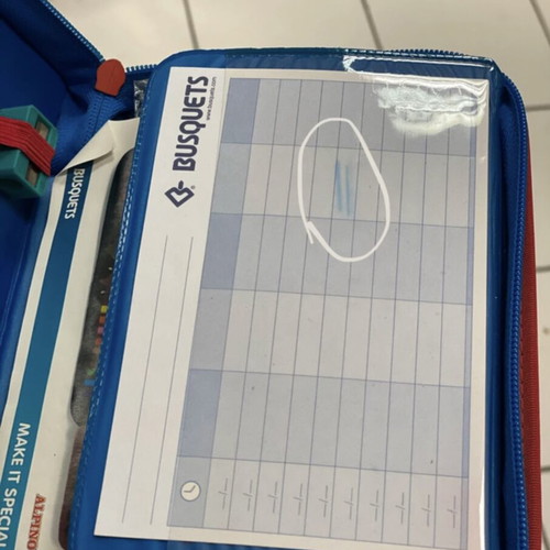 Busquets Y2K pencil case with school supplies