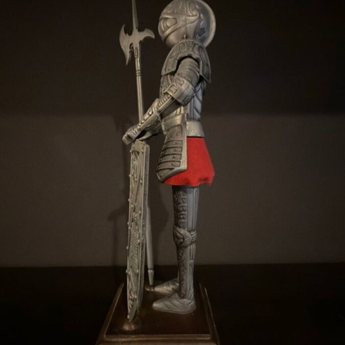 Vintage Medieval Metal Knight 28cm with Shield and Halberd like new