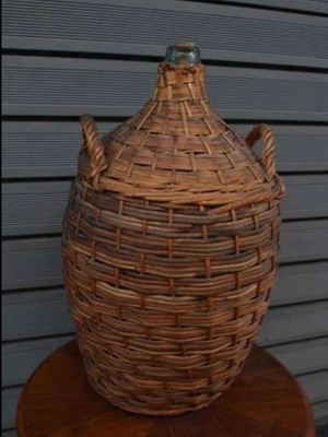 Old wicker demijohn used, dimensions 65x35