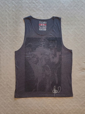 Bershka tank top grey graphic print used size L unisex