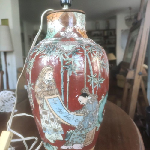 Antique Chinese vase table lamp used, height 30 cm