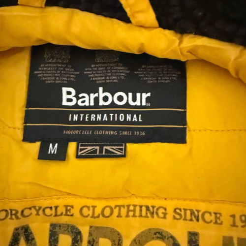 Barbour International Boys Waxed Parka Size M Used, Black