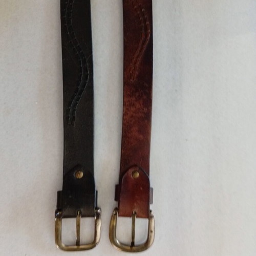 Leather belts unisex used, black and brown, size 105 cm