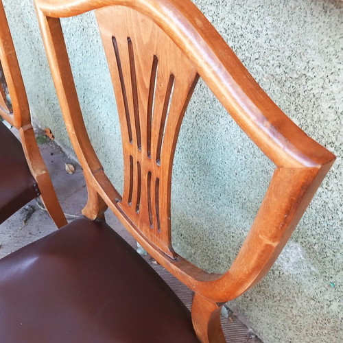 Antique dining table with 6 used Queen Anne style chairs