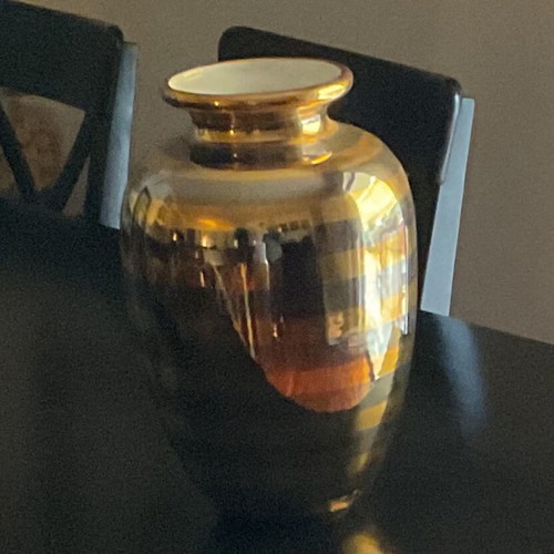 Italian Bosa Vase and Candleholders 24K Gold Like New