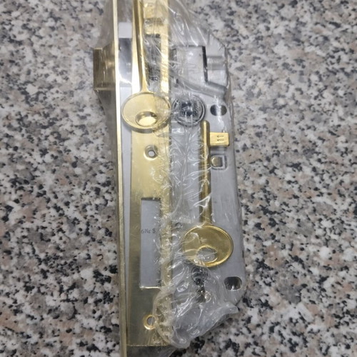 AGB Square Door Lock 40-90mm Gold with Strike Plate and 2 Keys New