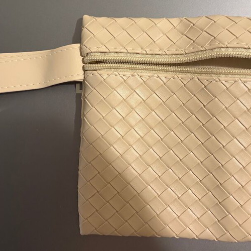 Toiletry bag with wristlet beige, new, set of 2 pieces