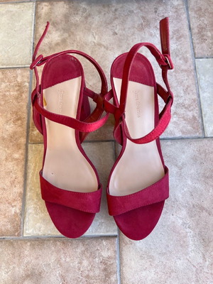 High-heeled sandals new, red, size 38, 12 cm heel