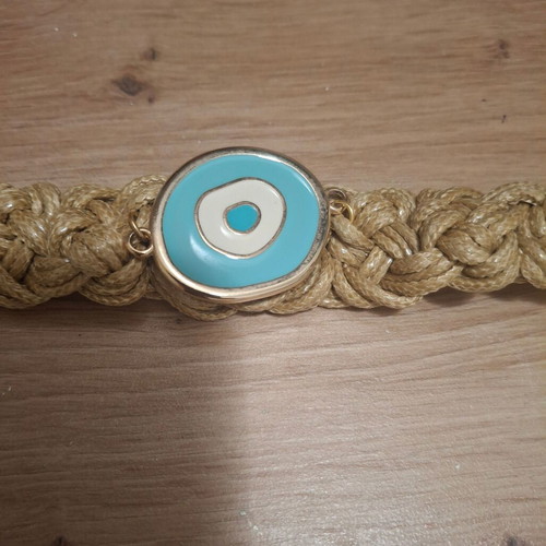 Anna Mazaraki Chunky Bracelet 18 cm with Magnetic Clasp, New, Beige