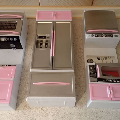 Barbie kitchen set used with lights, sounds, chef doll and accessories