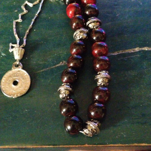 Handmade Komboloi with Tiger's Eye Natural Stone Beads and Silver Elements