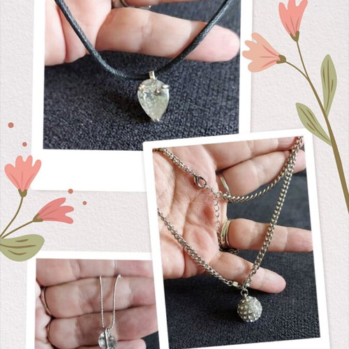 Choker necklaces with ball and zircon, like new, set of three