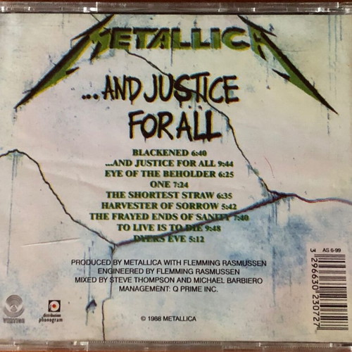 Metallica ...And Justice For All CD used, Singapore Edition 1988