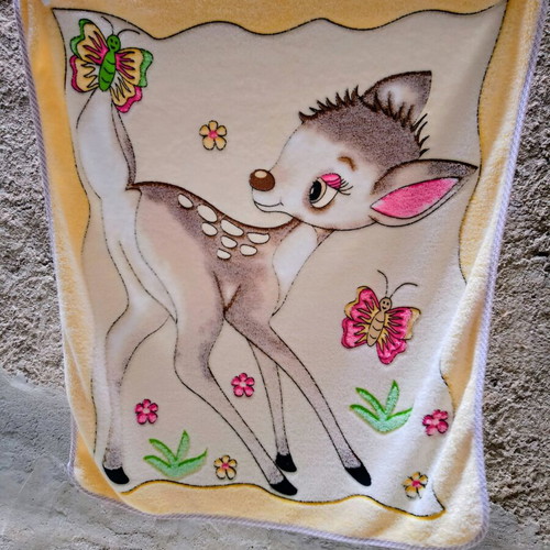 Bambi Fleece Baby Blanket New, Soft Pastel Colors