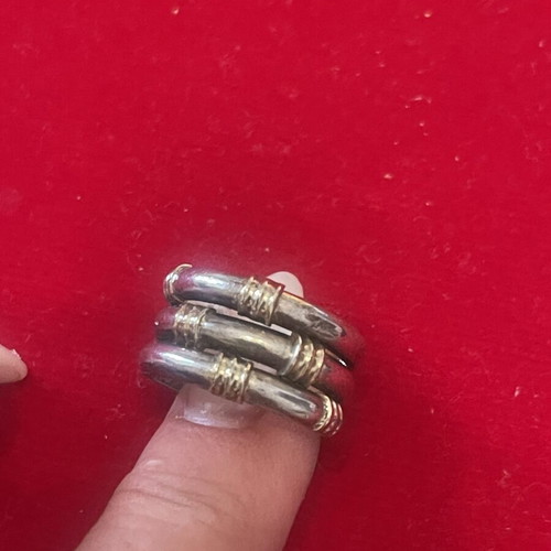 Silver-gold ring 925 585 used, size 54