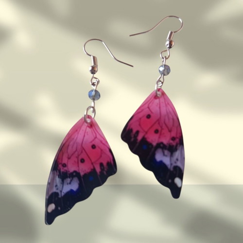 Butterfly wing earrings new, colorful, stainless steel clasps