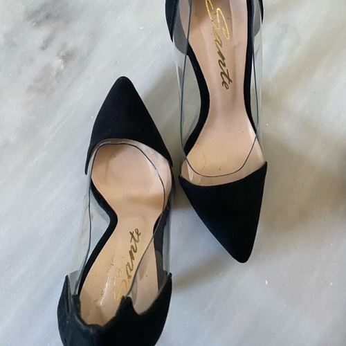 Sante suede pumps with transparency, 10 cm heel, like new