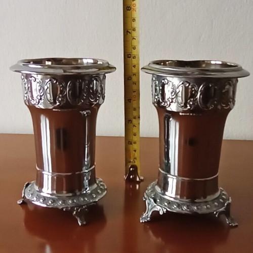 Art Nouveau vase set Argentor Werke Vienna used, vintage 1960