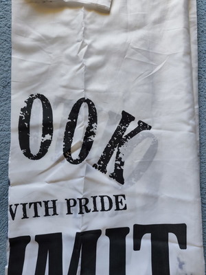 Shower Curtain 180x180 White with Black Letters used