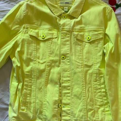 Denim jacket neon yellow Fashion Nova XL like new