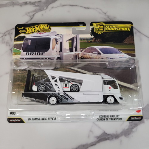 Hot Wheels Honda Civic Type R White Premium Team Transport like new