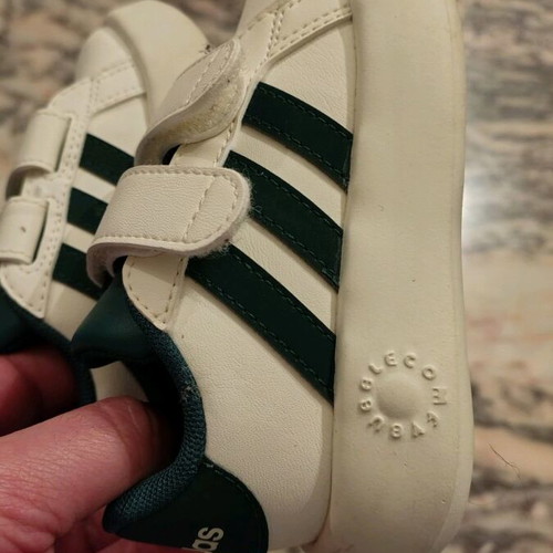 Adidas baby sneakers like new, size 23, white and green