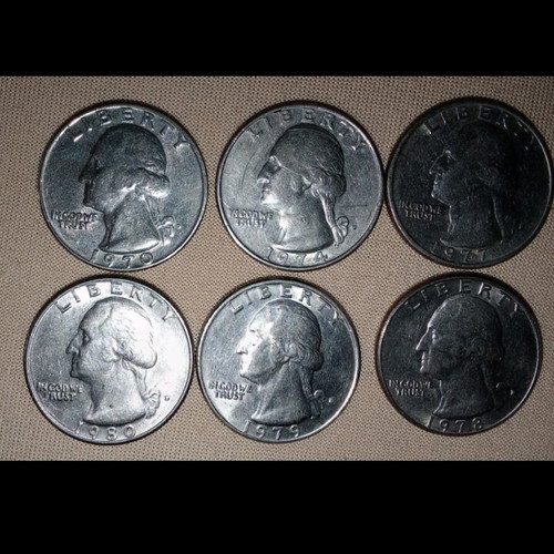 1/4 American dollar set of 6 coins different years like new