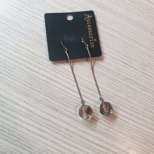 Accessorize earrings silver with transparent grey bead