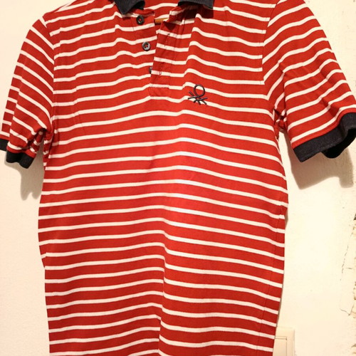 Benetton striped short-sleeve polo shirts like new, pack of 2, size Medium