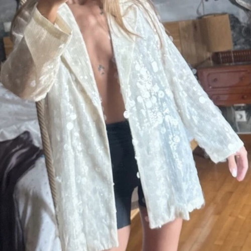 Zara Embellished Cream Blazer Size Small Brand New