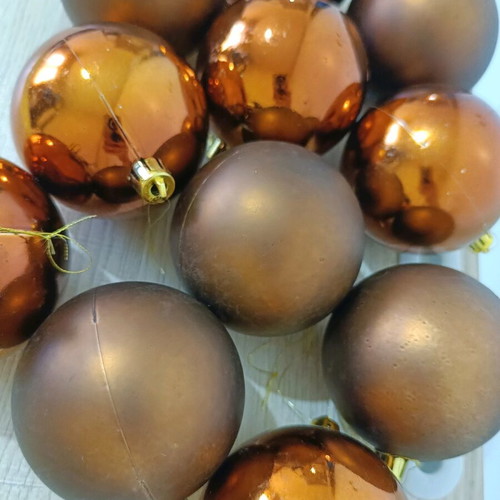 Christmas tree balls, 11 pieces, copper color like new