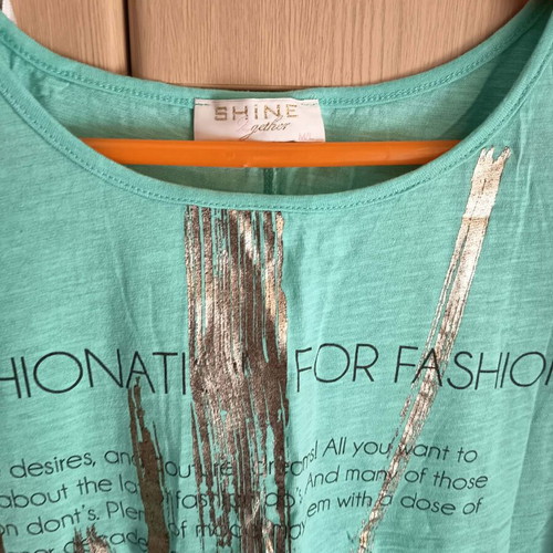 Shine 2gether women's blouse used, turquoise and silver, size M/L