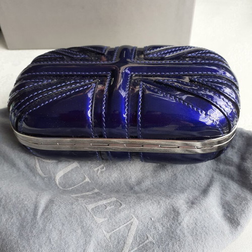 Alexander McQueen Union Jack Skull clutch cobalt blue new with box