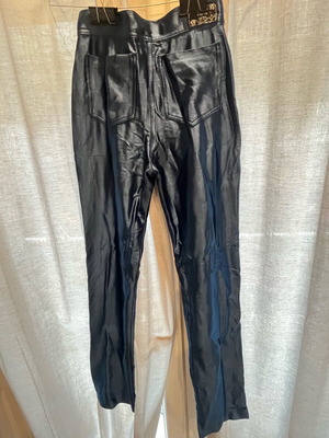 Black faux leather pants used, vintage London brand, sizes 8-10