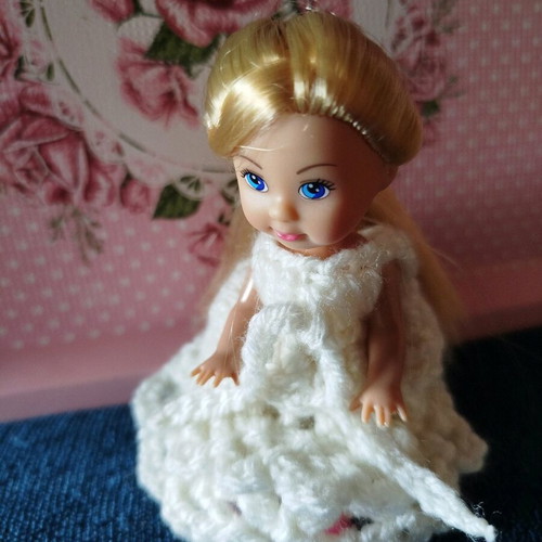 Doll with handmade dress new, 10 cm