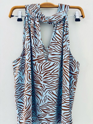 Zara top Large like new, brown and turquoise