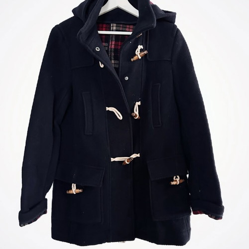 Topshop duffle coat dark blue like new with hood and wooden toggle buttons