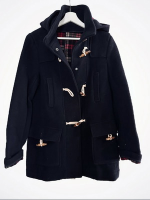 Topshop duffle coat dark blue like new with hood and wooden toggle buttons
