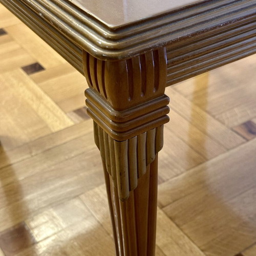 Carved oak square table like new