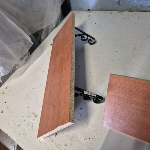 Wooden shelves with modern iron base, set of 3, new