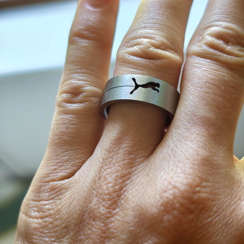 Medical Steel Ring with Puma Design, Matte Finish