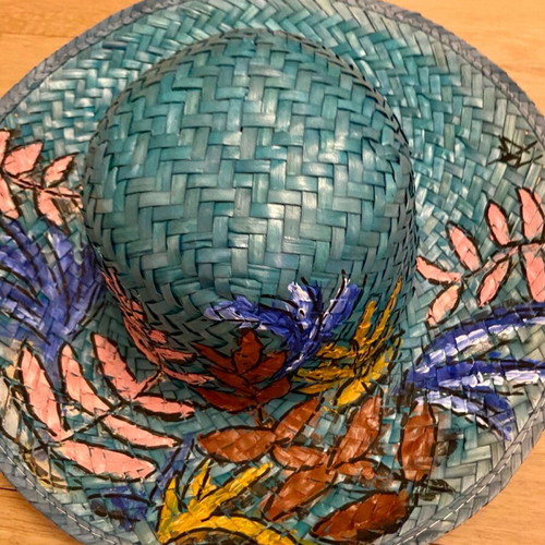 Hand-painted green hat new, unique summer design