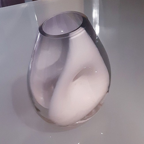 Modern Art thick glass vase white anthracite